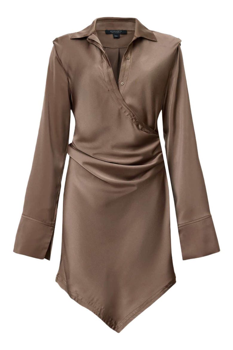 Tira Long Sleeve Mini Shirtdress, Alternate, color, CUMIN BROWN
