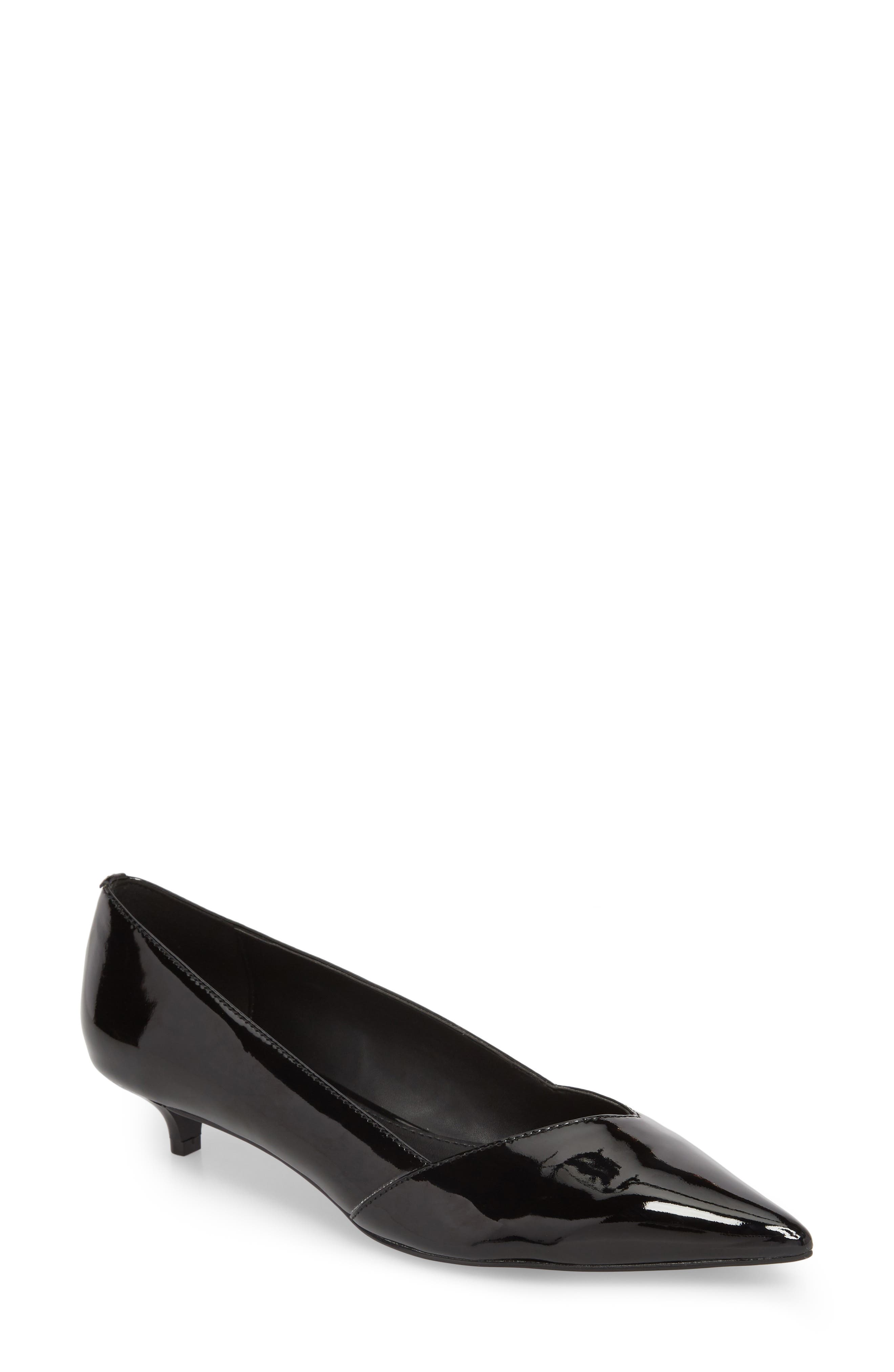 Mai Kitten Heel Pump, Main, color, BLACK LEATHER