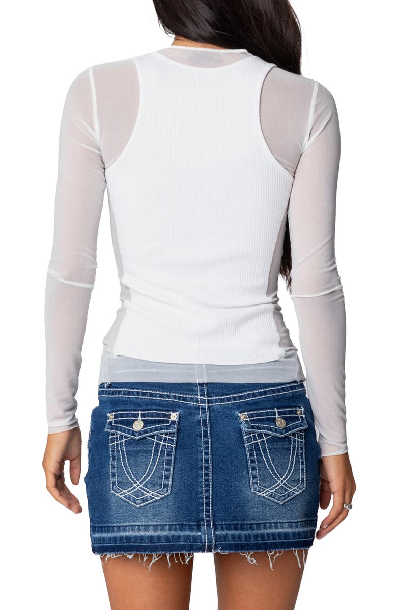 EDIKTED Layered Mesh Top, Alternate, color, White