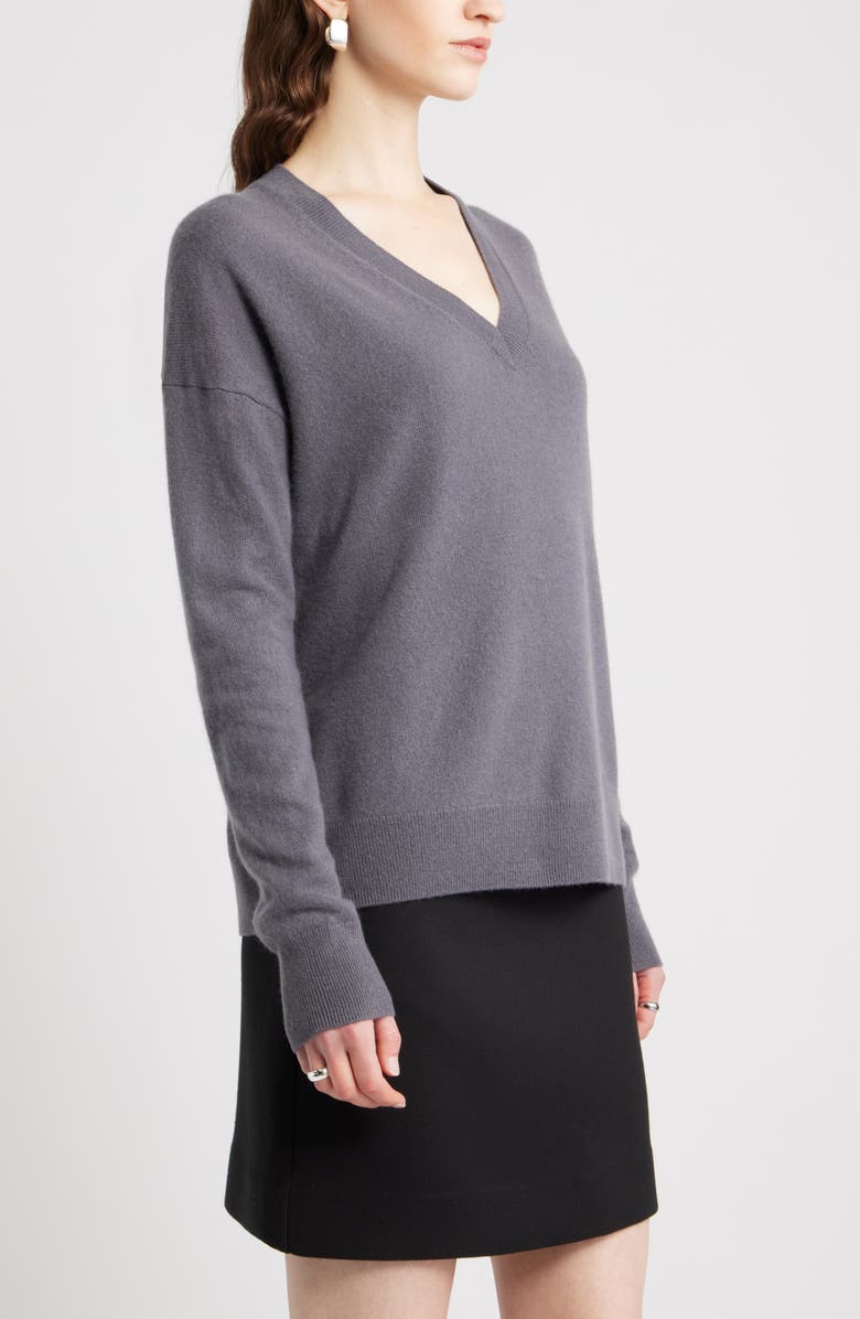 Nordstrom V-Neck Cashmere Sweater, Alternate, color, Grey Agate