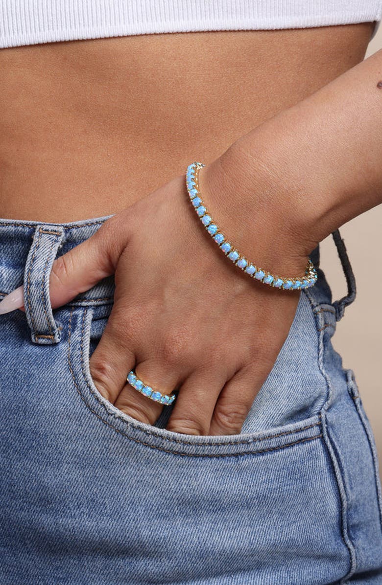 Melinda Maria Grand Heiress Statement Ring, Alternate, color, Blue Opal/ Gold