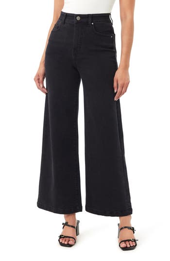 Curve Appeal Parisian High Waist Wide Leg Jeans In Black