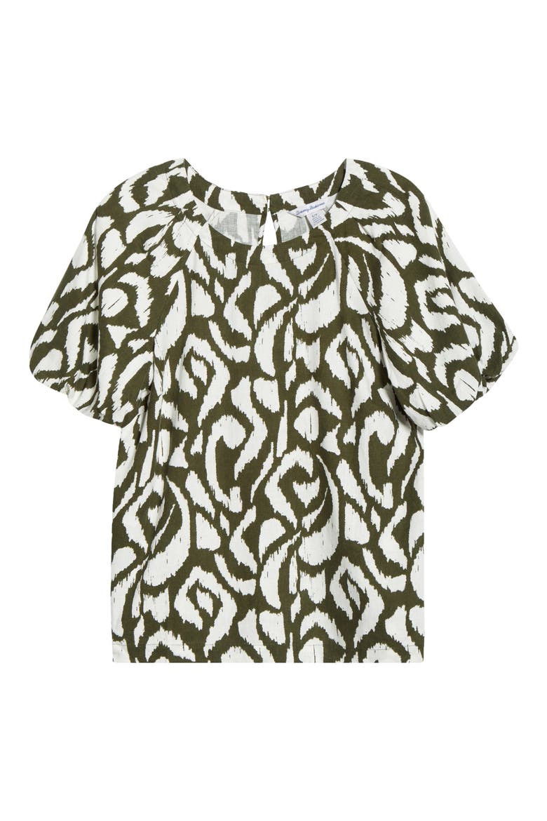 Inlet Ikat Print Linen Blend Top, Alternate, color, PALM VERDE