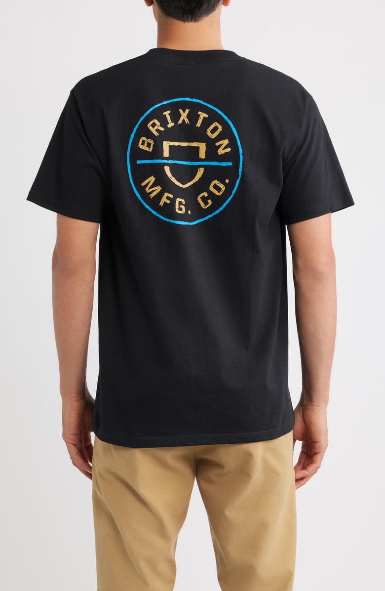 Brixton Crest Cotton Graphic T-Shirt, Alternate, color, Black/ Copper/ Medium Blue