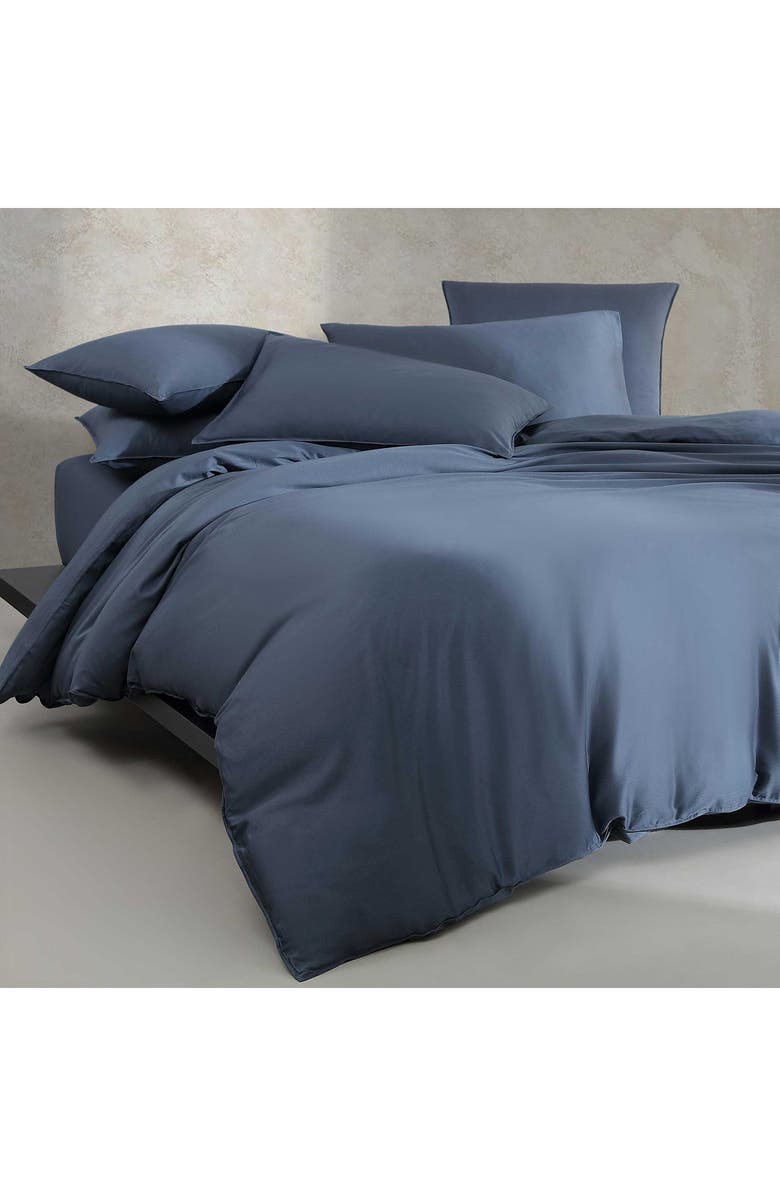 Calvin Klein Organic Earth Cotton Sateen Duvet Cover & Shams Set, Alternate, color, Dark Blue