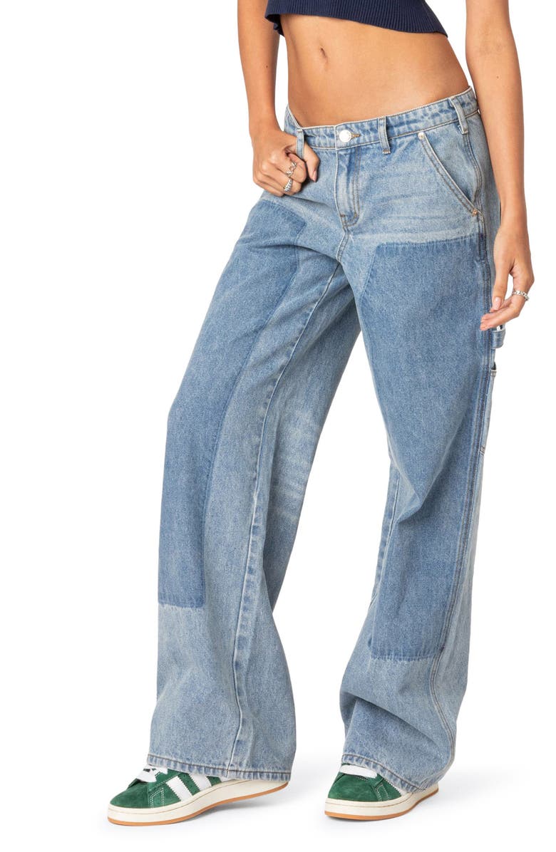 EDIKTED Faded Low Rise Rigid Carpenter Jeans, Alternate, color, 