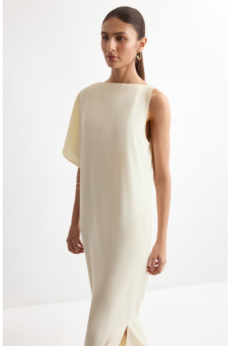 Asymmetric Column Dress, Alternate, color, ECRU
