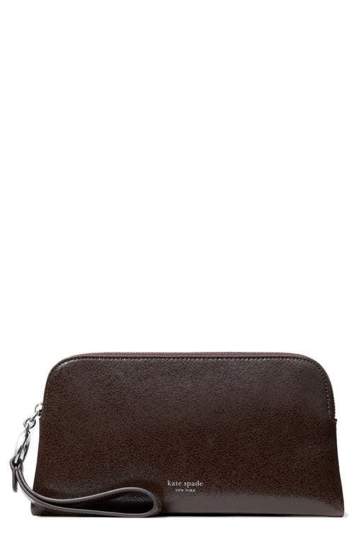 Kate Spade New York Halo Glazed Medium Leather Wristlet In Brown