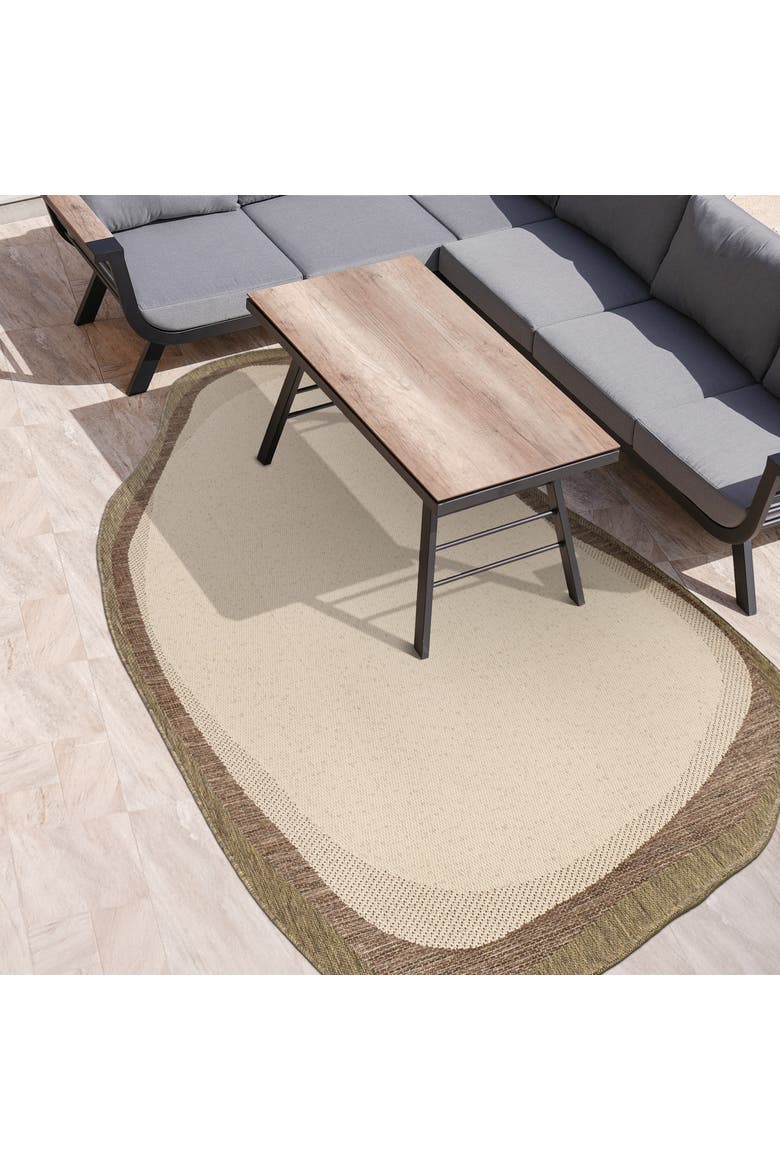 Wyatt Modern Rustic Abstract Indoor/Outdoor Shaped Area Rug, Alternate, color, Beige/Brown