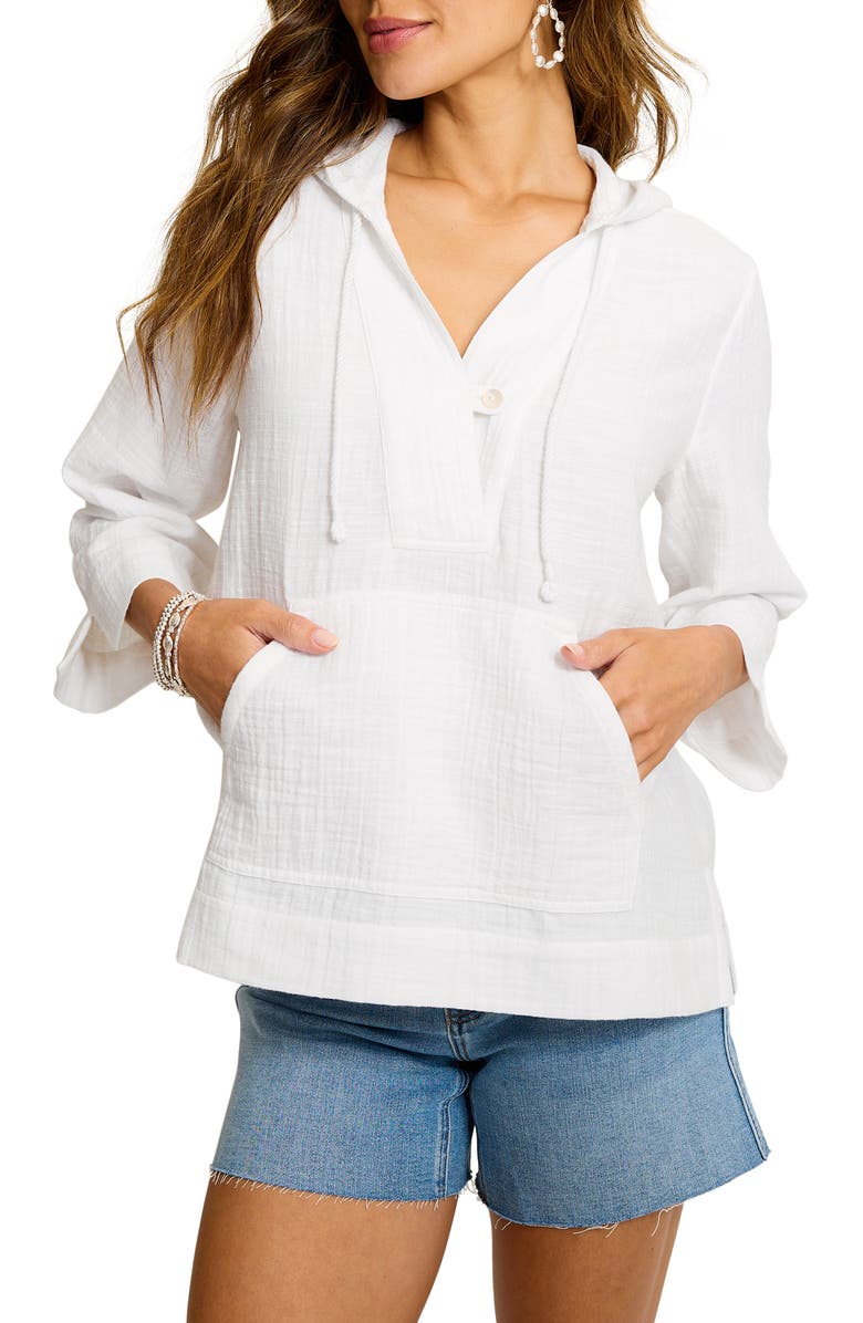 Tommy Bahama Guaze Baja Cotton Hooded Pullover, Main, color, White