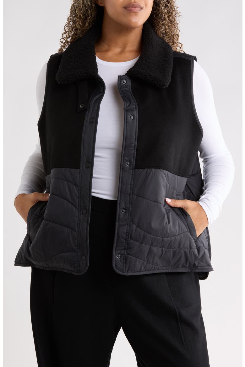 Quilted Recycled Nylon Vest, Alternate, color, BLACK