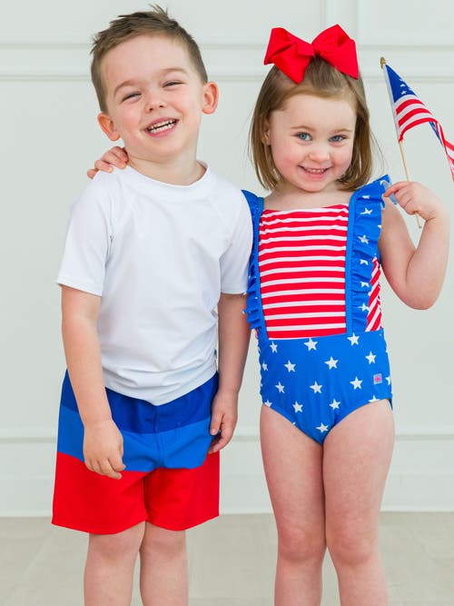 Shop Ruggedbutts Baby Upf50+ Americana Swim Trunks