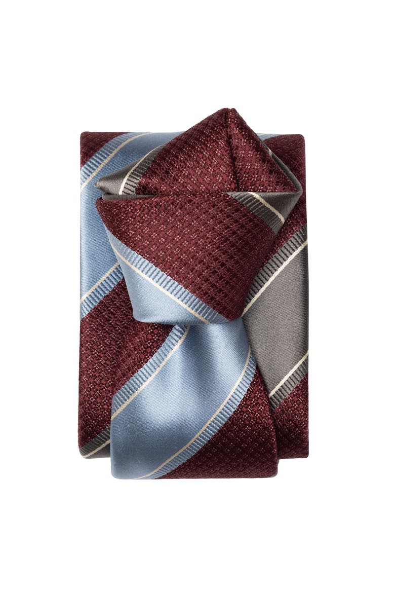 Ferrari - Silk Jacquard Tie for Men, Main, color, Burgundy Grey and Blue