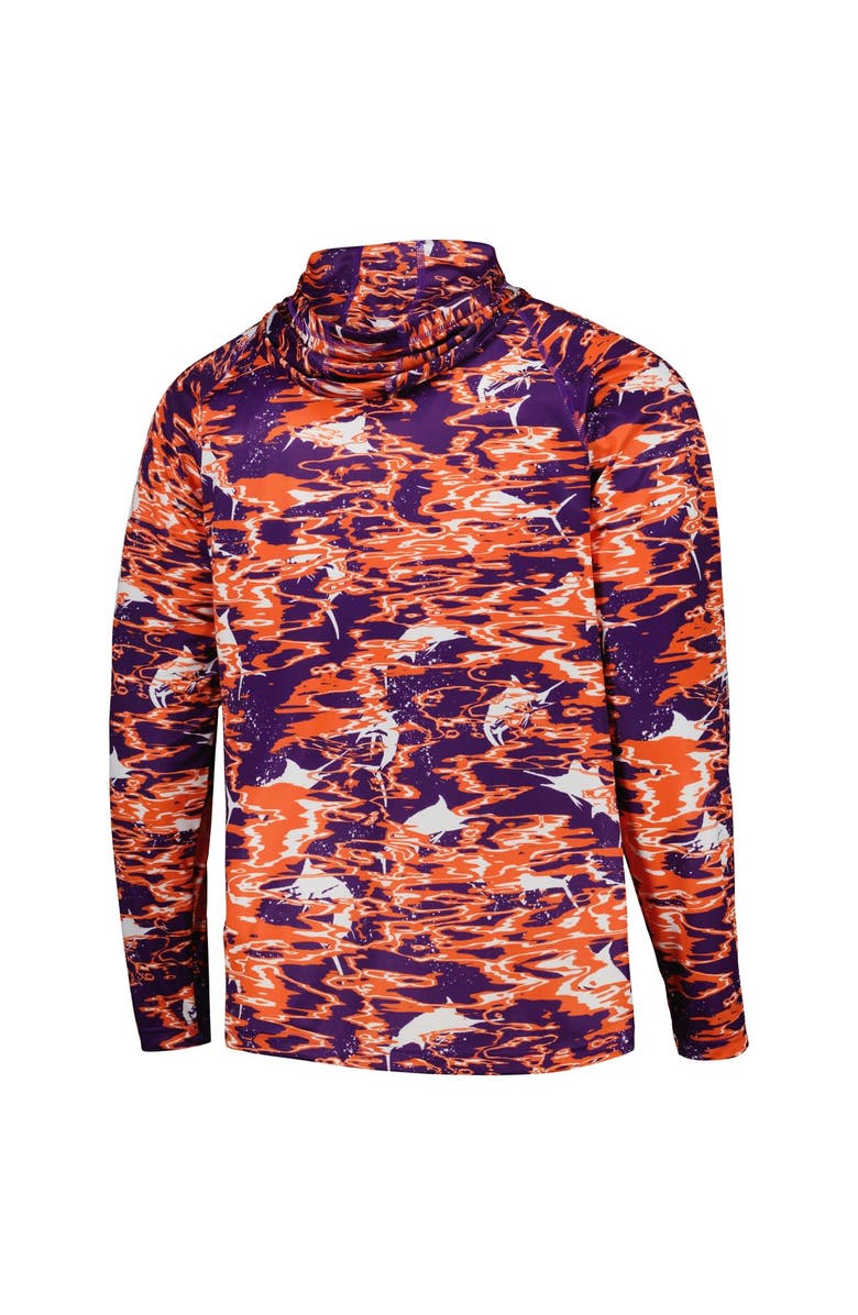 Columbia Men's Columbia Purple Clemson Tigers PFG Terminal Tackle Omni-Shade Rippled Long Sleeve Hooded T-Shirt, Alternate, color, 
