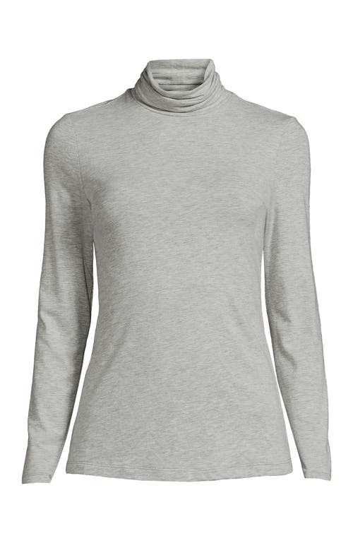 Lands' End Lightweight Jersey Skimming Long Sleeve Turtleneck In Gray