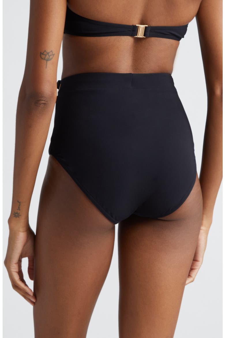 Alight Eyelet High Waist Bikini Bottoms, Alternate, color, NOIR