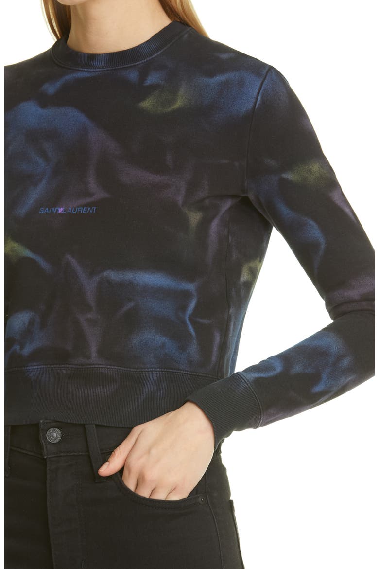 Tie Dye Logo Cotton Sweatshirt, Alternate, color, NOIR/ BLEU/ VIOLET