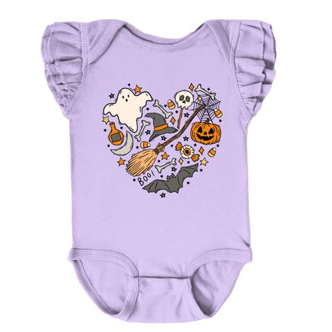 Halloween Heart Baby Flutter Sleeve Bodysuit