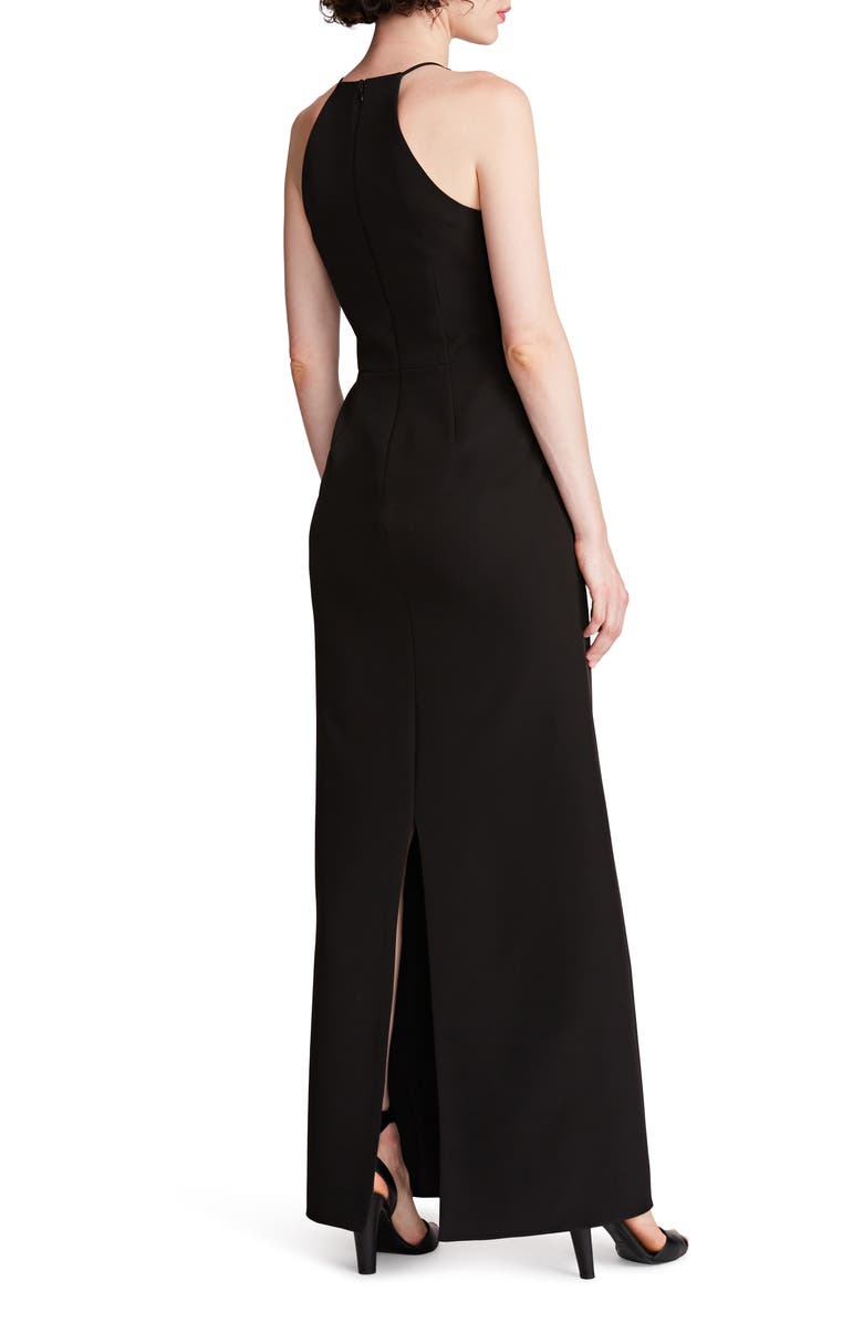 HALSTON Annika Crystal Detail Halter Neck Stretch Crepe Sheath Gown, Alternate, color, 