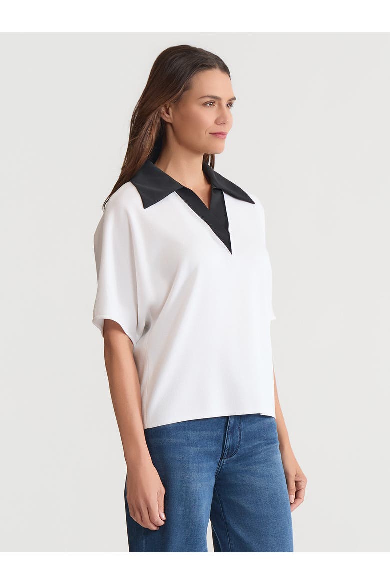 Mixed Media Soft Knit Shirt, Alternate, color, White