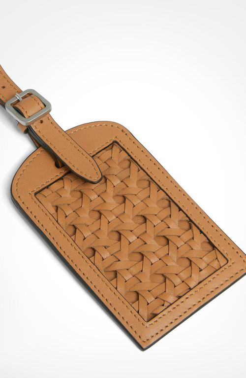 Aviteur Paglia Di Vienna Weave Calfskin Luggage Tag In Brown