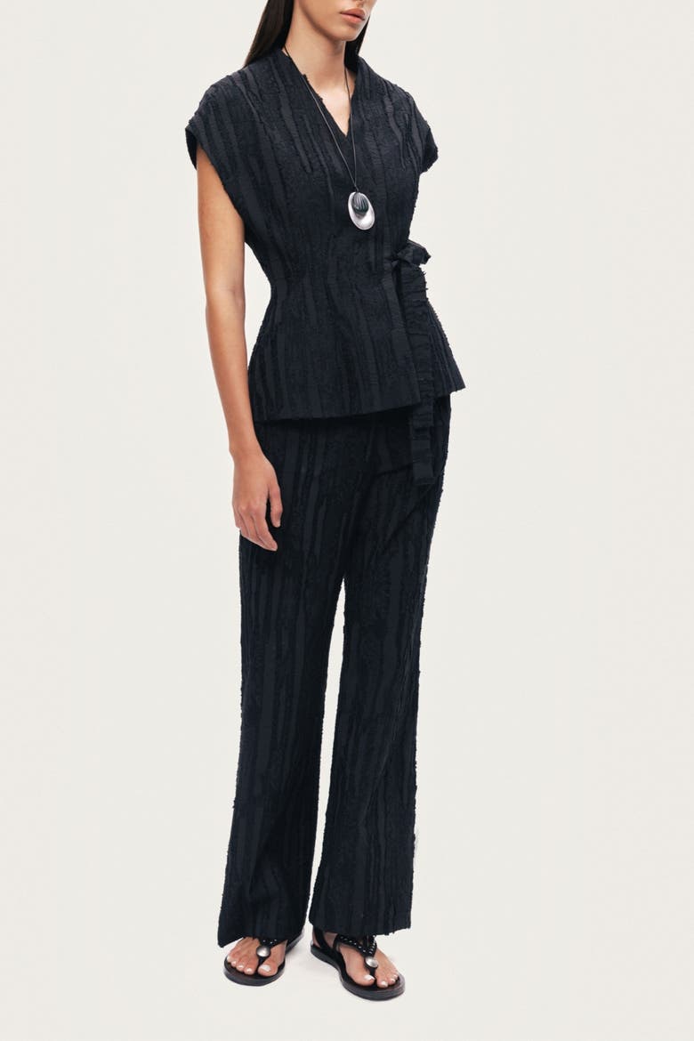 Textured Relaxed-Fit Pants, Alternate, color, Black