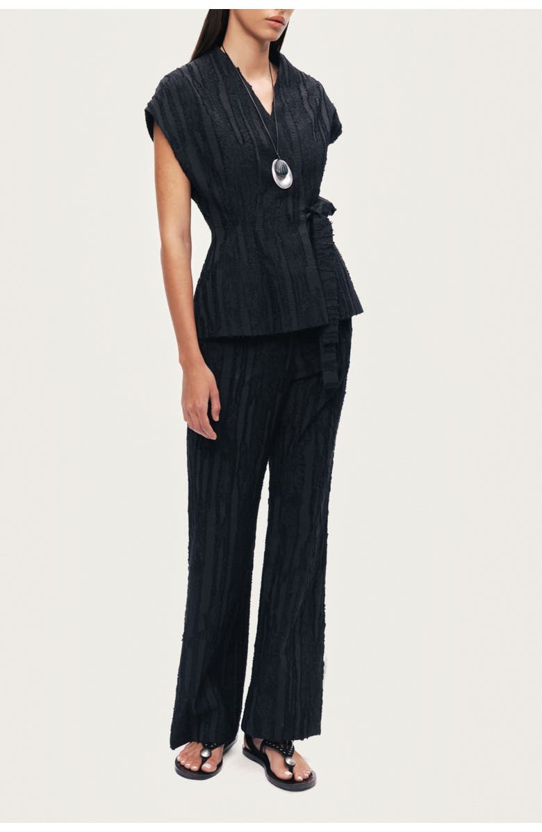 Nocturne Textured Relaxed-Fit Pants, Alternate, color, Black