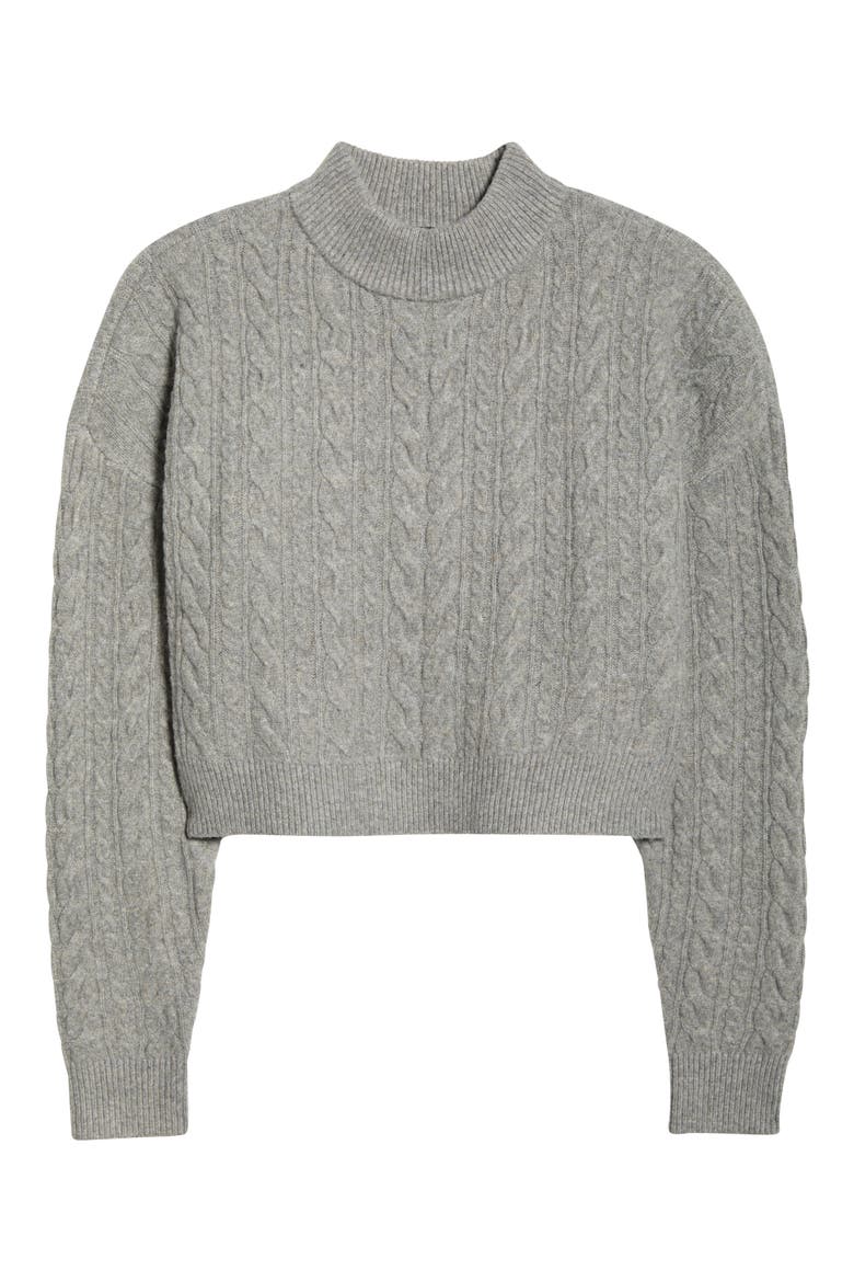 Cable Knit Crop Sweater, Alternate, color, STEEL GREY