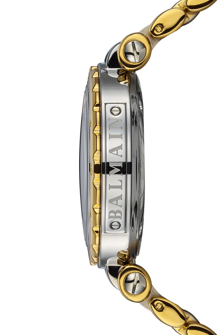 Balmainia Diamond Chronograph Bracelet Watch, 31mm, Alternate, color, STAINLESS STEEL