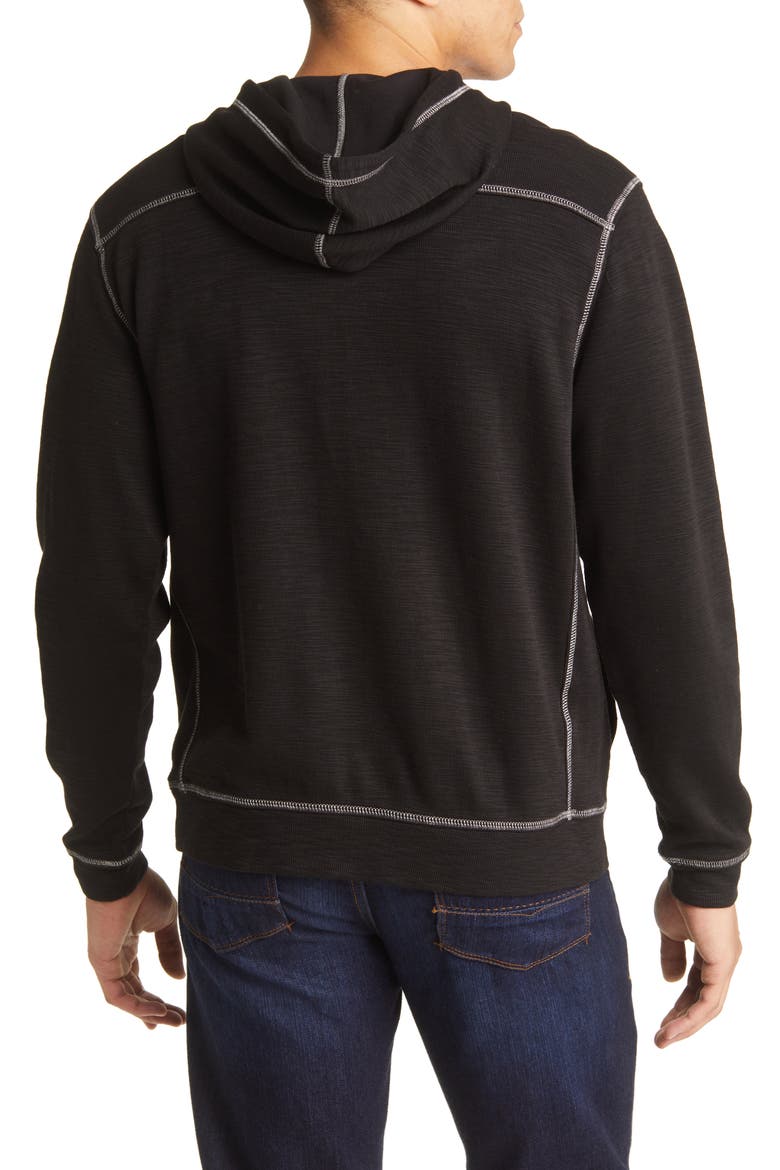Tobago Bay Slub Zip-Up Hoodie, Alternate, color, BLACK
