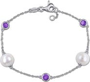 DELMAR 8.5-9mm Cultured Freshwater Pearl & Stone Station Bracelet