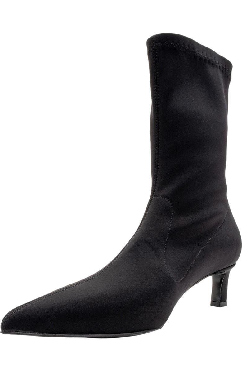 Prologue Shoes Lewin Pointed Toe Stiletto Boot, Alternate, color, Black Faux Stretch Leather
