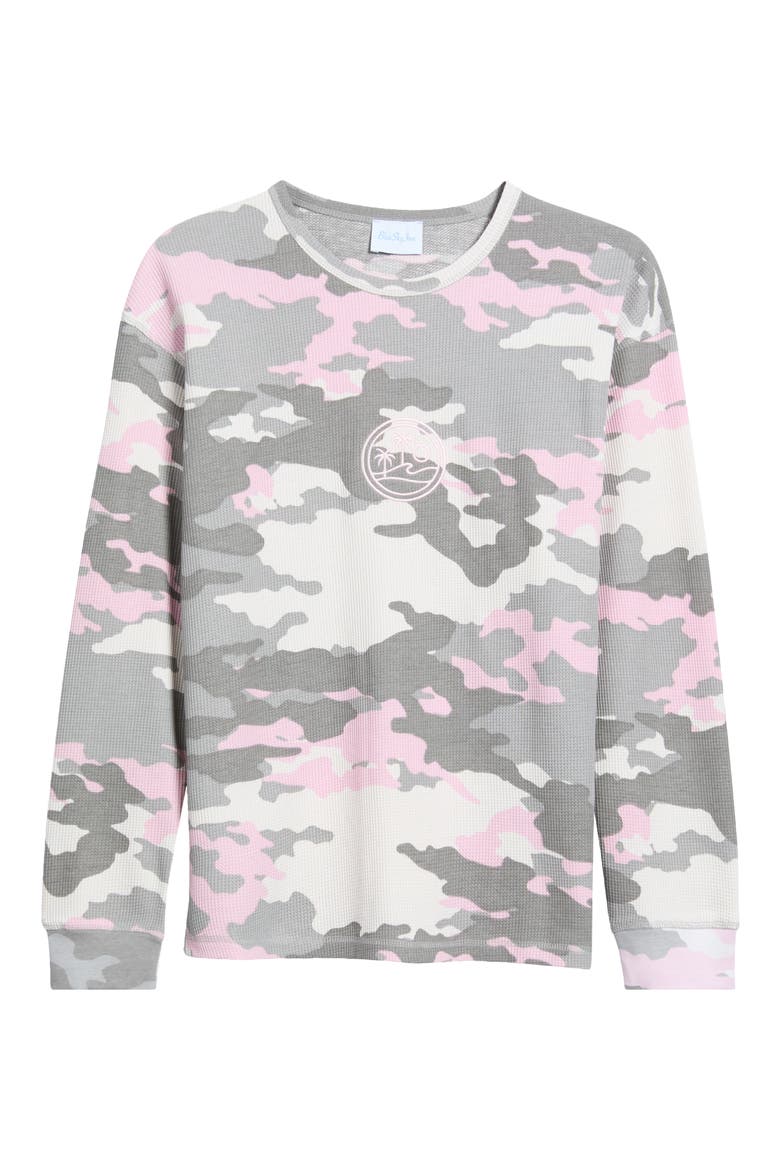 Pink Camo Long Sleeve Cotton Waffle T-Shirt, Alternate, color, PINK