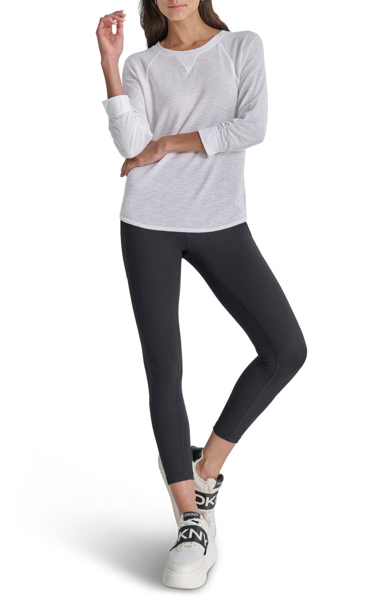 DKNY Slub Waffle High-Low T-Shirt, Alternate, color, White