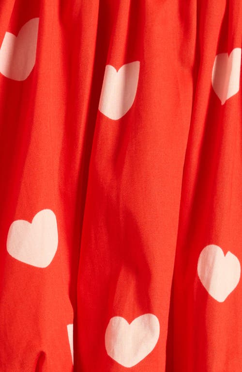 Mini Rodini Kids' Heart Print Organic Cotton Bubble Hem Skirt In Red