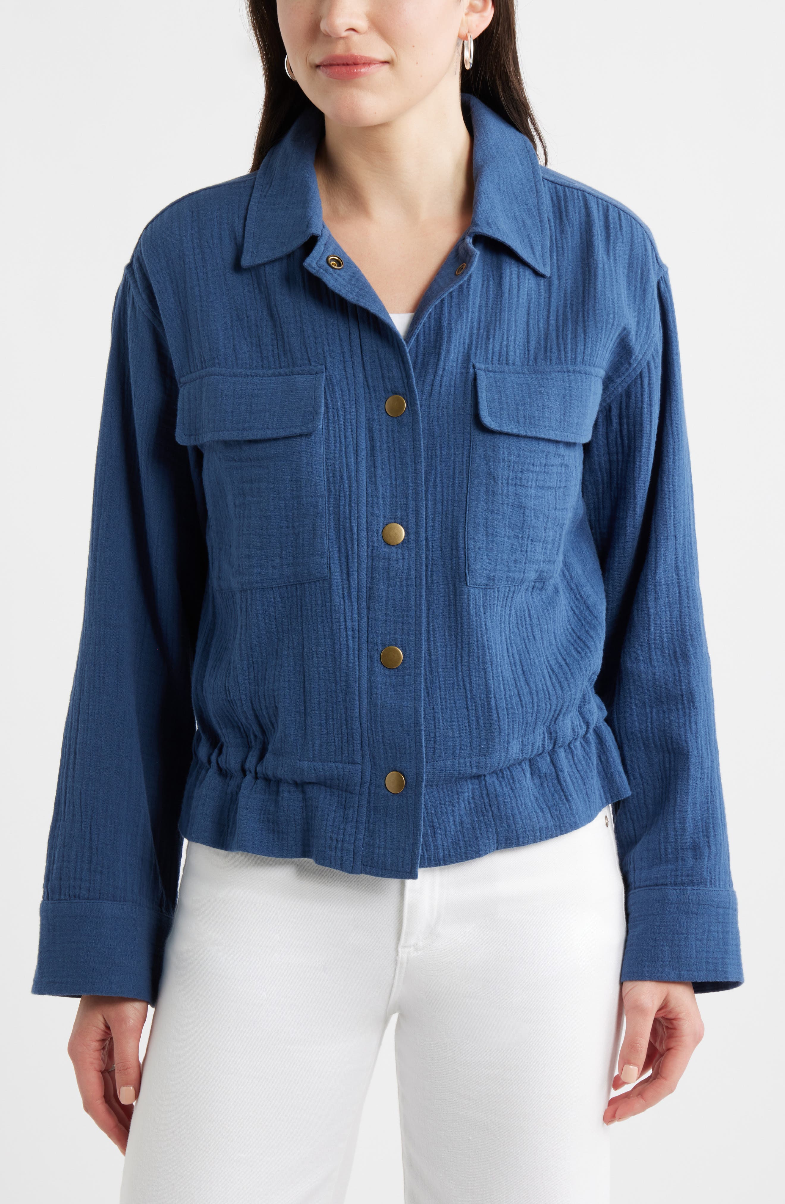 Женские Caslon® Cotton Gauze Utility Jacket — фото 5