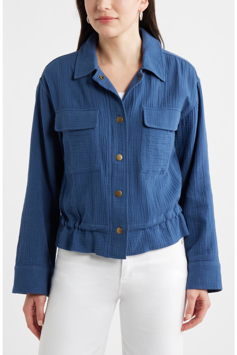 Cotton Gauze Utility Jacket, Alternate, color, NAVY DENIM