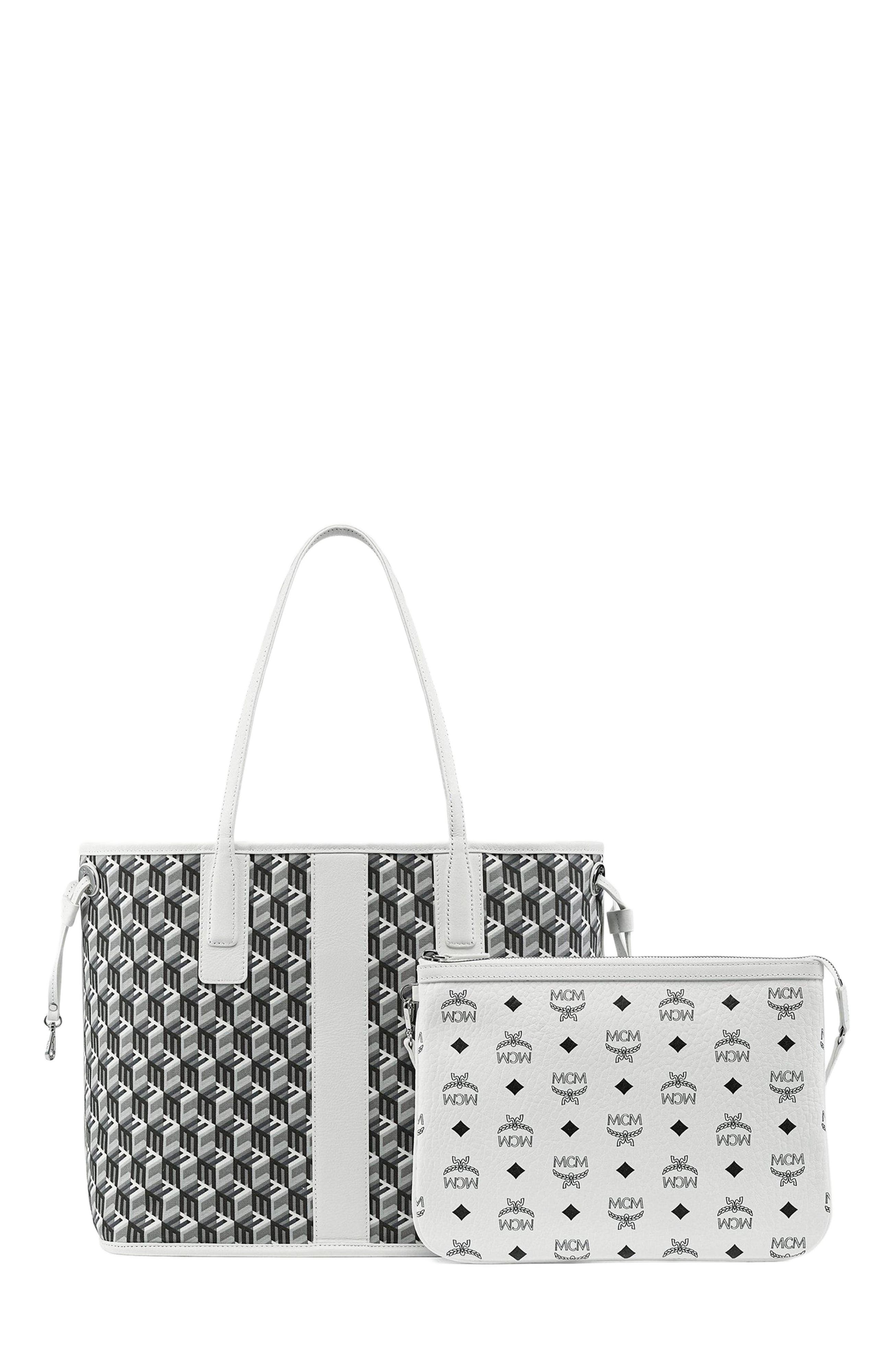 MCM Medium Liz Reversible Shopper, Alternate, color, White