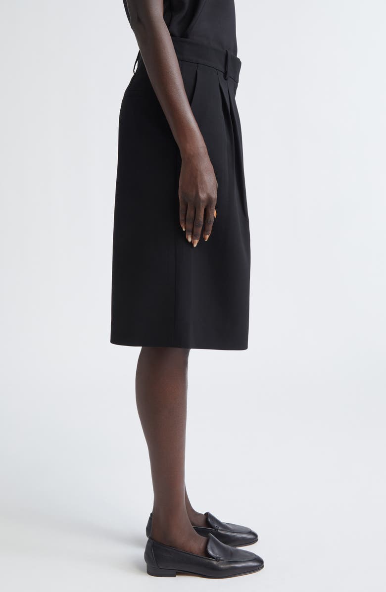 Lafayette 148 New York Sutton Pleated Finesse Crepe Wide Leg Shorts, Alternate, color, Black