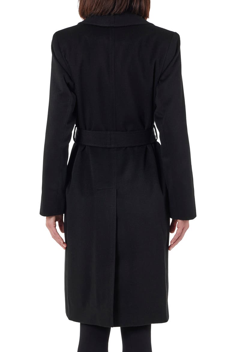 Pickstitch Cashmere Wrap Coat, Alternate, color, BLACK