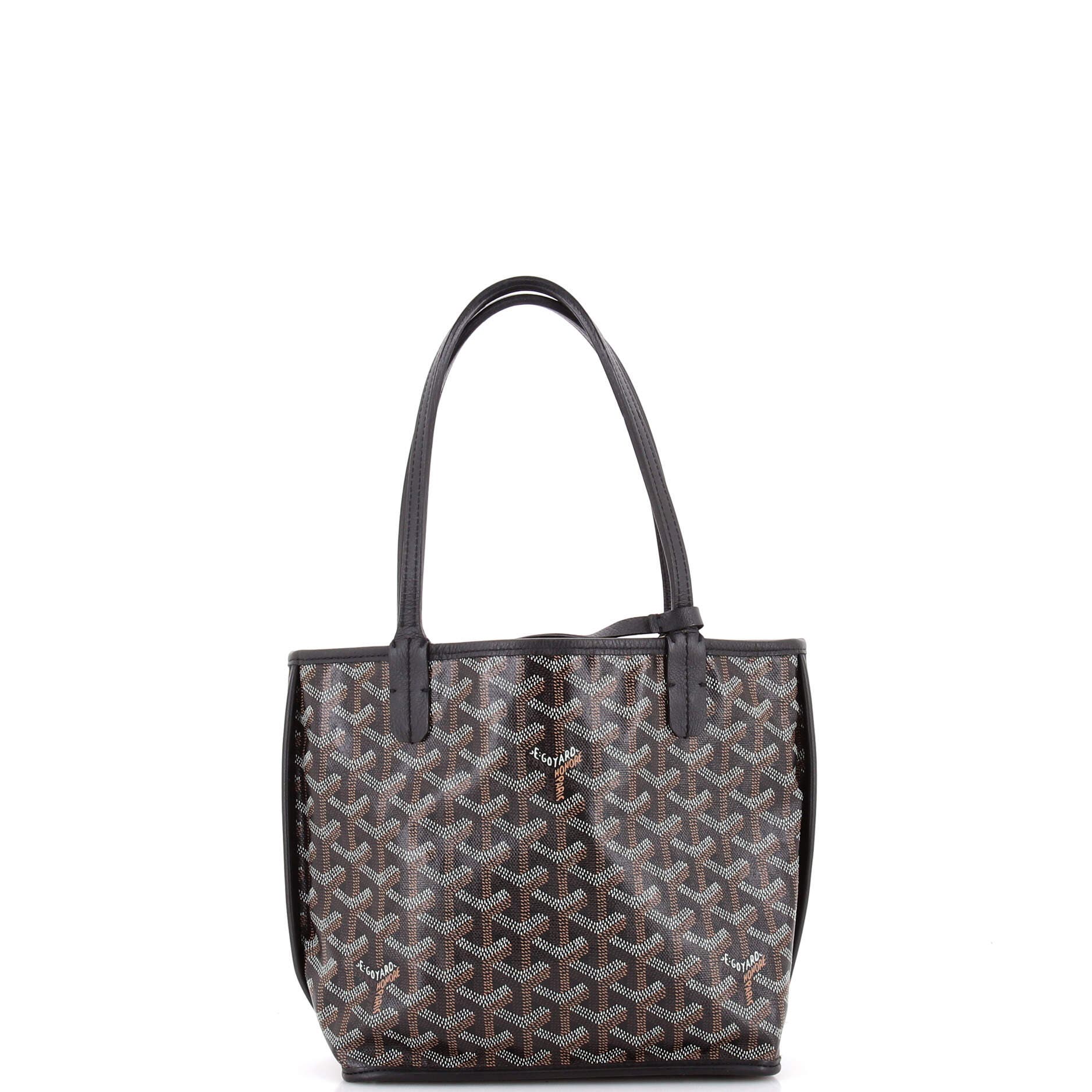 Pre-Owned Goyard Anjou Reversible Tote Coated Canvas Mini, Alternate, color, Black