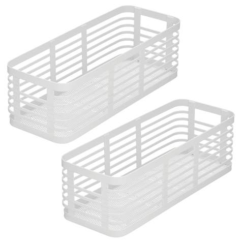Metal Pantry Basket with Handles - Set of 2 - Matte White