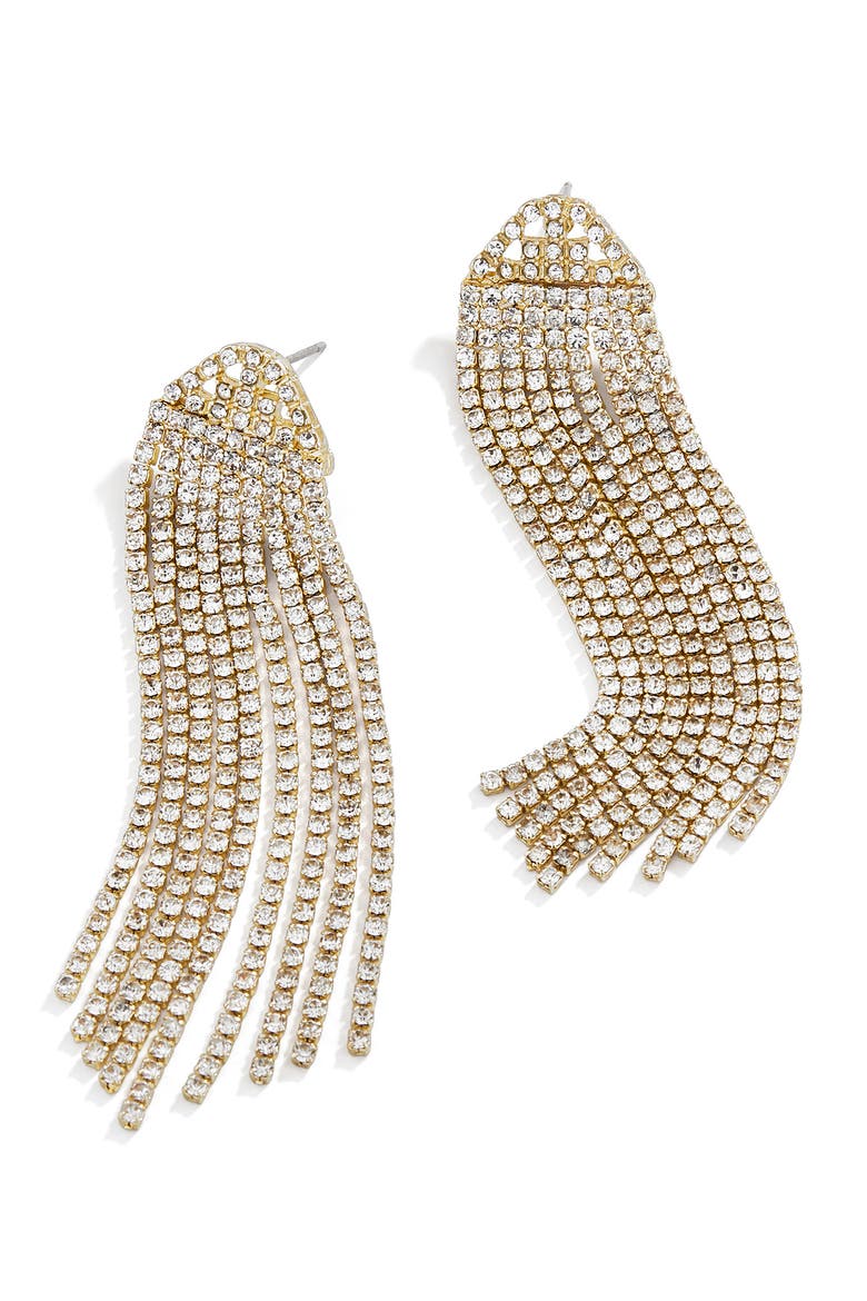 Deirdre Crystal Fringe Drop Earrings, Main, color, GOLD