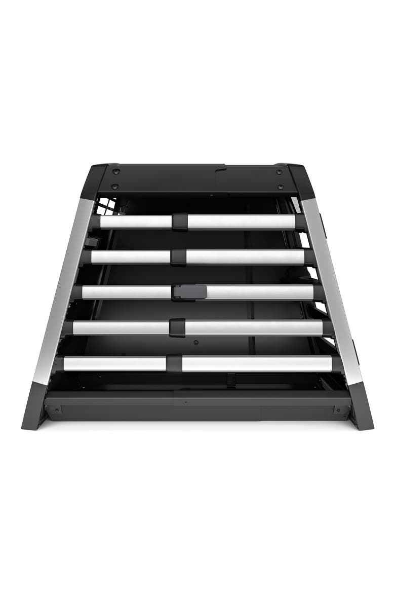 Allax Double Medium Dog Travel Crate, Alternate, color, BLACK/ SILVER