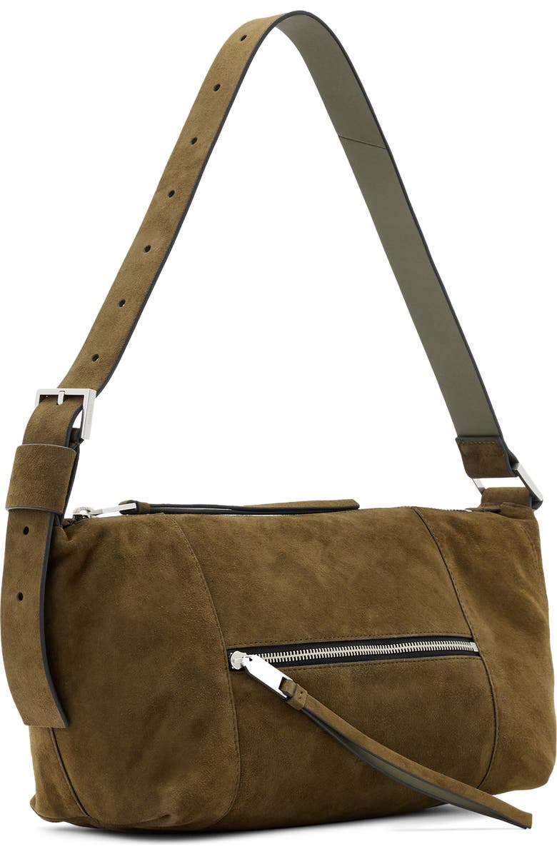 AllSaints Vega Suede Shoulder Bag, Alternate, color, Olive Green