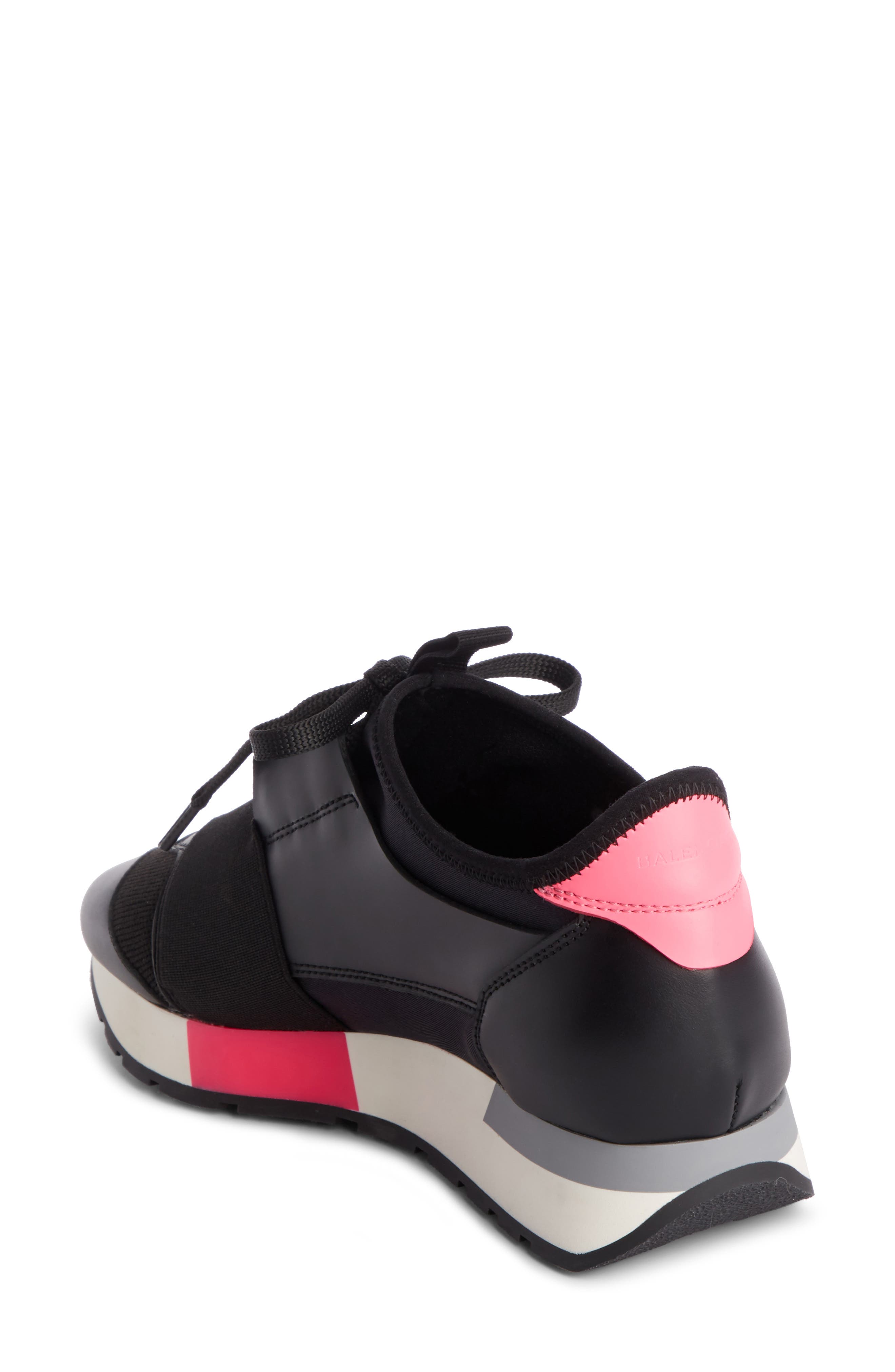 Lace-Up Sneaker, Alternate, color, BLACK/ PINK