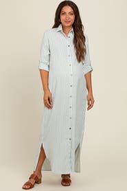 PinkBlush Striped Button Down Maxi Dress