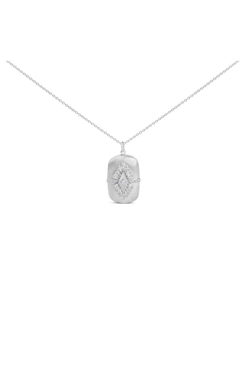 Sterling Silver 3/8 Cttw Diamond Puffed Medallion Design Pendant Necklace, Main, color, Silver
