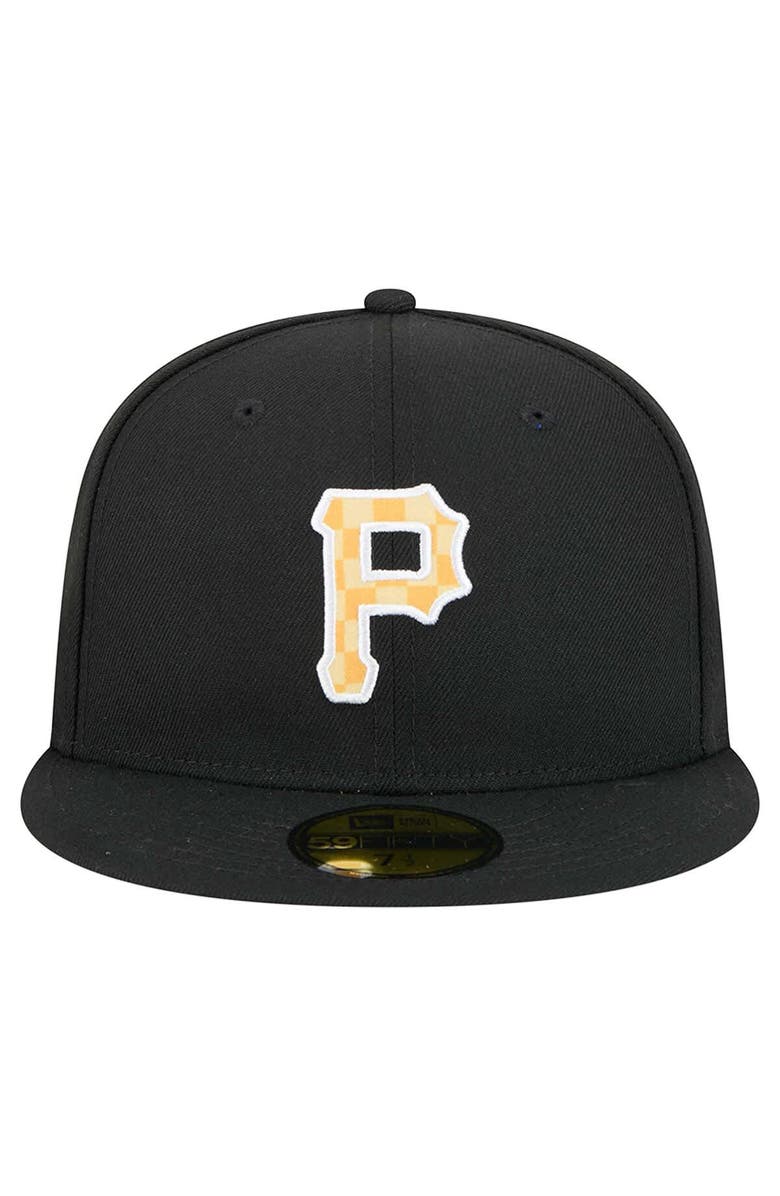 New Era Men's New Era Black Pittsburgh Pirates Checkered Undervisor 59FIFTY Fitted Hat, Alternate, color, 