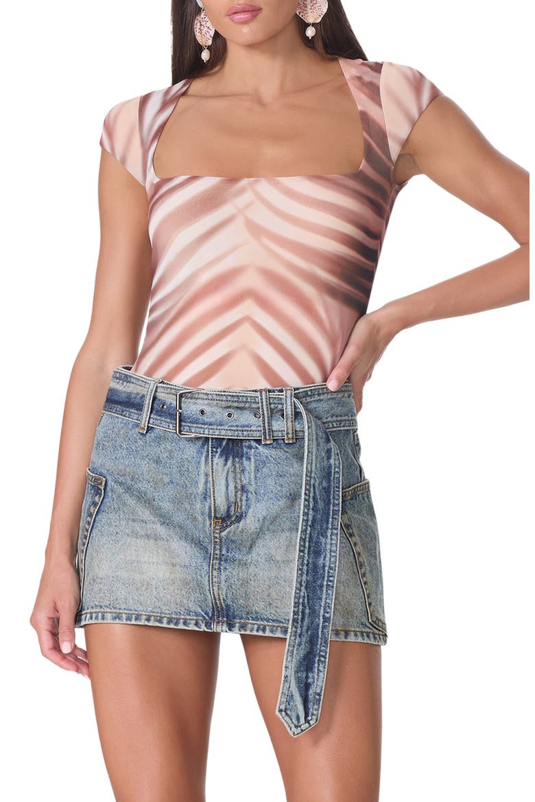Winona Square Neck Cap Sleeve Top, Main, color, KISSING PALMS